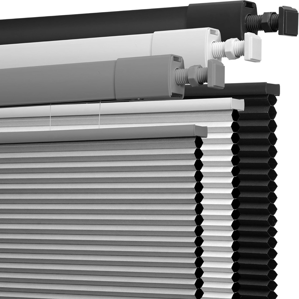 No Drill No Tools Black and Gray Window Shade